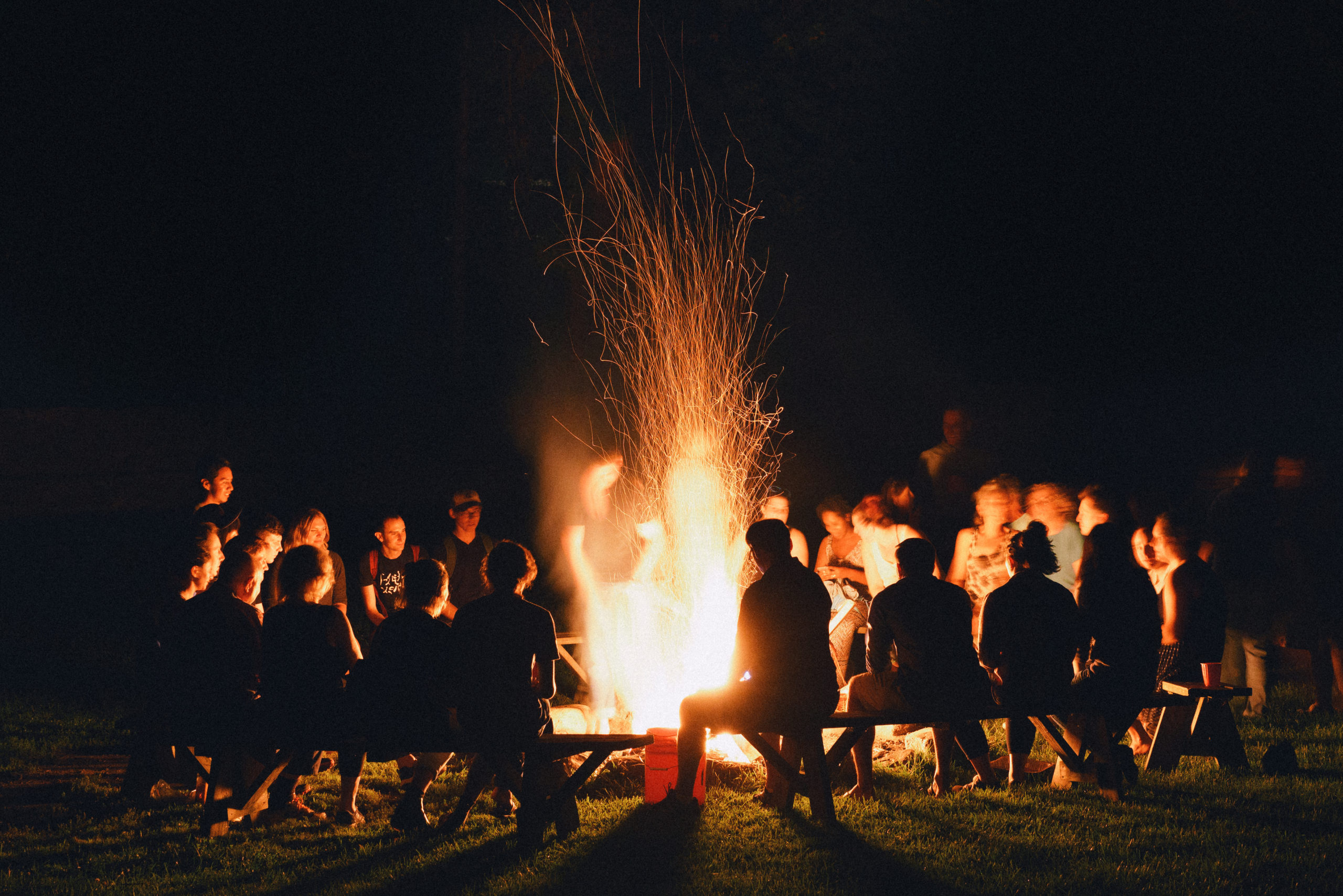 People around a bonfire